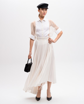 Christian Dior Біла блуза з шовком з вишивкою логотипа 211B83A6133