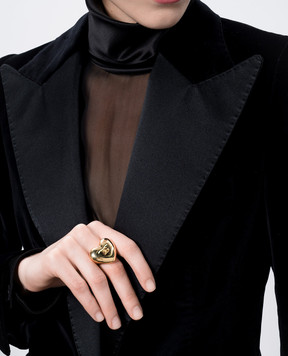 Dolce&Gabbana Золотиста каблучка у вигляді серця з фактурною монограмою логотипа DG WRQ8S1W1111