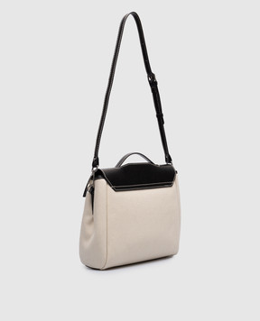 Gianni Chiarini Бежевая комбинированная сумка-сетчел Clio с логотипом BS11620SALPL