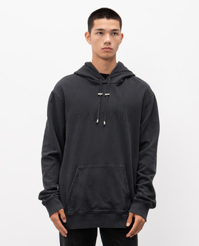 Balmain Сіре худі з вишивкою логотипа FH1JT047BC72
