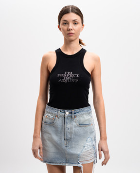 Vetements Черный топ с кристаллами UA66TO610B