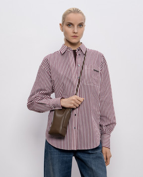 Brunello Cucinelli Коричнева шкіряна сумка-міні з ланцюжком моніль MWTKD2739P