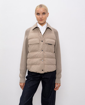 Brunello Cucinelli Бежева пухова куртка з вовною, кашеміром та шовком MD5997695