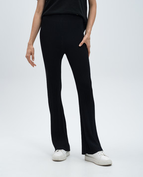 Twinset Черные брюки клеш в рубчик с логотипом 242TP3042