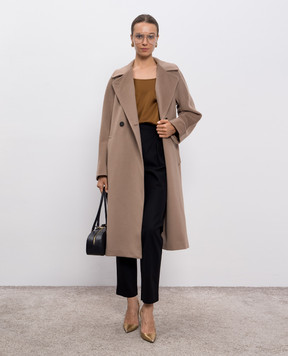 Max Mara Weekend Бежеве двобортне пальто RESINA з вовни та кашеміру RESINA