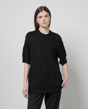 Helmut Lang Чорний джемпер з вовною з візерунком логотипа O02HW701