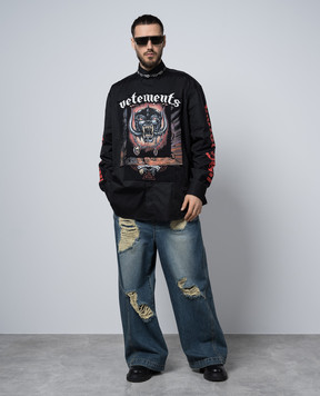 Vetements Чорна сорочка Motorhead з принтом логотипа UE64SH240B