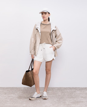 Brunello Cucinelli Бежева футболка з ланцюжком моніль M0T81FP330