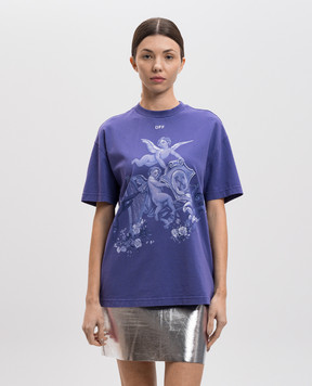Off-White Фіолетова футболка з принтом Putti OWAA089S25JER006