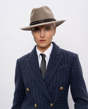 Brunello Cucinelli Капелюх кольору хакі з повсті кролика MCAP90032