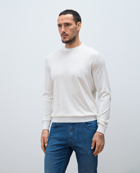 Stefano Ricci Білий джемпер із шовку з монограмою логотипа K616215G01F25101
