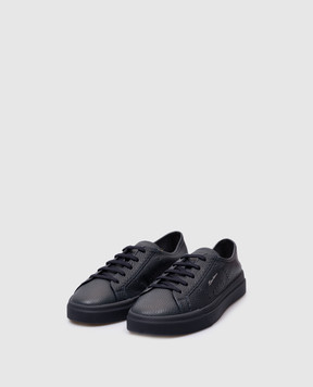 Santoni Синие кожаные кроссовки MBGT22063OCNTMIA