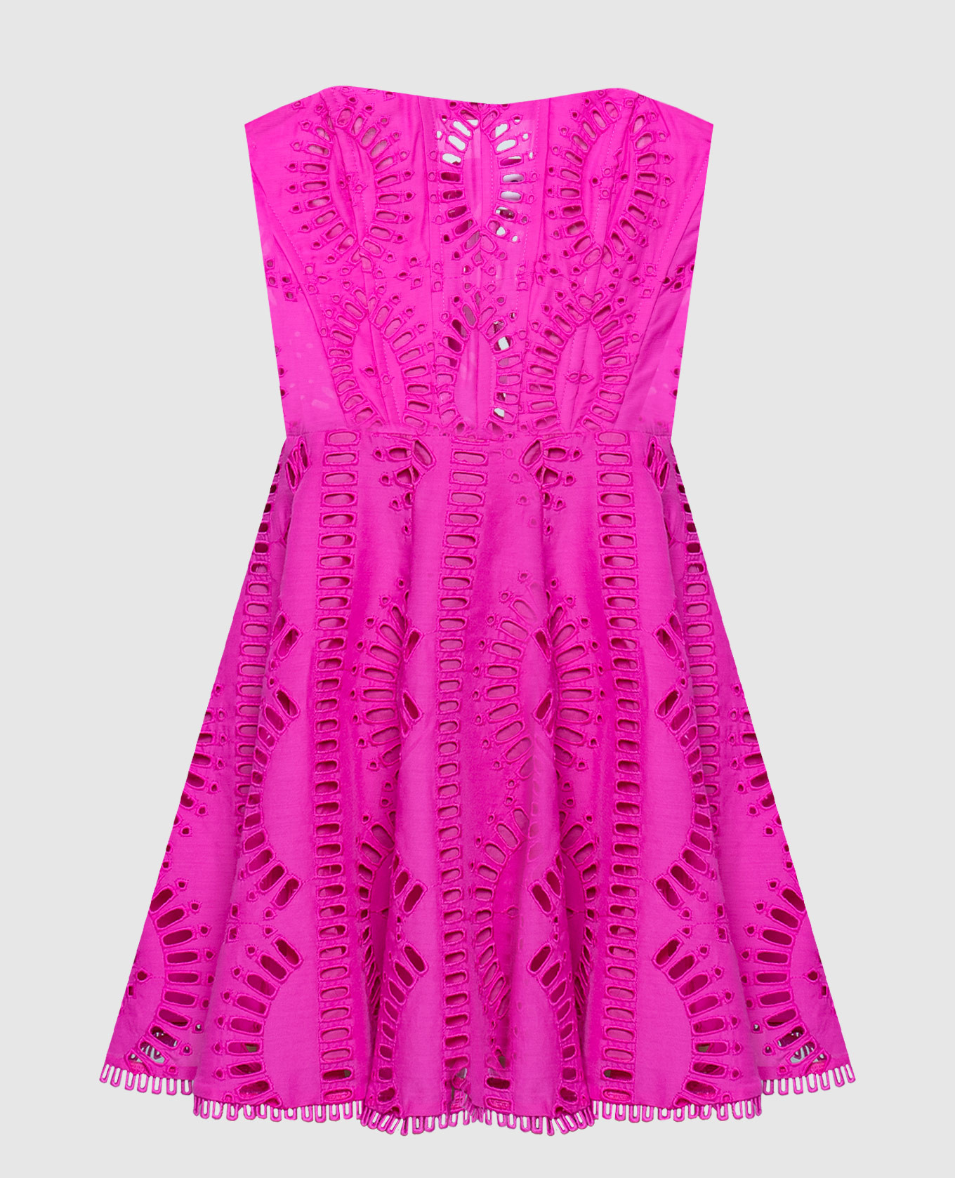 Pink mini Zamick bustier dress with broderie embroidery