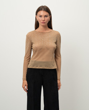 Ermanno Scervino Бежевый топ с кристаллами D452L316EBJ