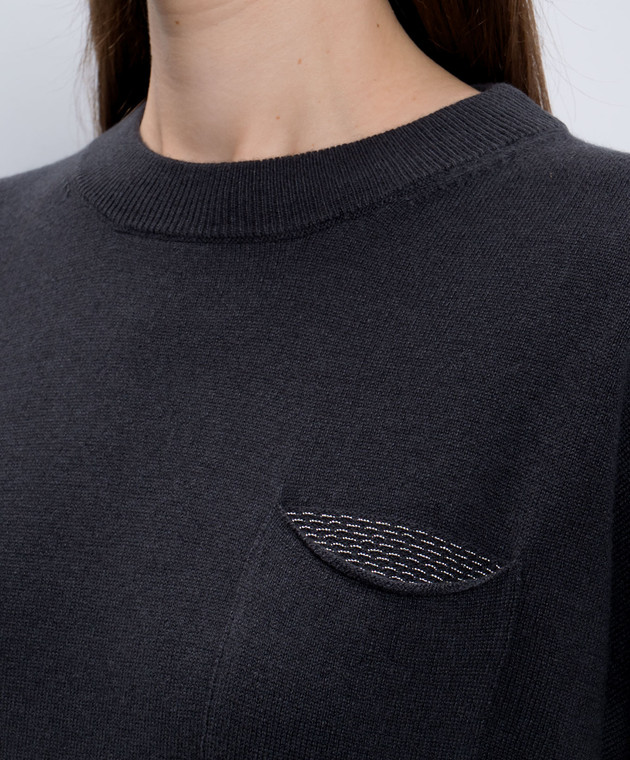 Peserico Серое платье из шерсти, шелка и кашемира с цепочкой мониль S92249F12B9018 изображение 5