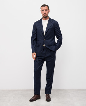 Brunello Cucinelli Синий костюм из шерсти ME226LDTH