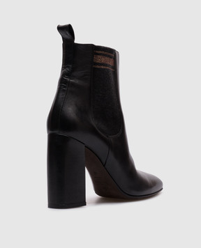 Brunello Cucinelli Чорні шкіряні ботільйони MZPRC1231
