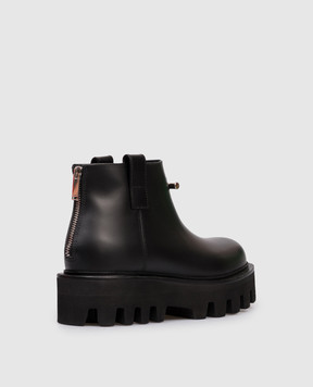 Alexander McQueen Чорні шкіряні черевики з логотипом 826489WIAER
