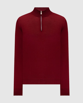 Brunello Cucinelli Бордовий джемпер з вовни та кашеміру з блискавкою M2400124