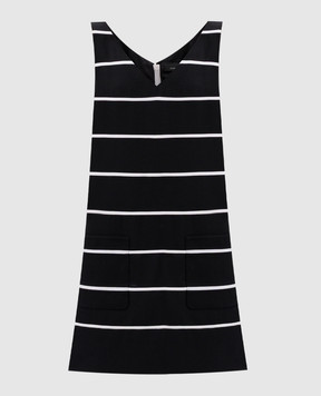 Marc Jacobs Черное платье миди из шерсти в полоску W51301532