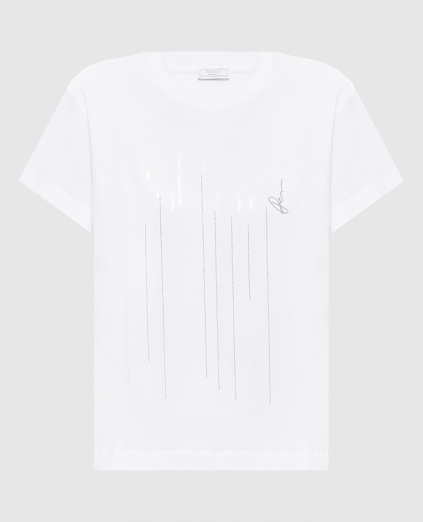 Белая футболка с цепочкой мониль