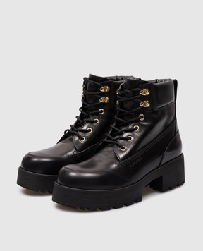 Givenchy Черные кожаные ботинки Trekker с логотипом BE604TE292