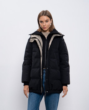 Brunello Cucinelli Черный пуховик с планкой из кашемира MD5997921