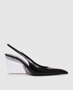 Saint Laurent Черные кожаные глянцевые слингбеки Мiller 831087AADAA