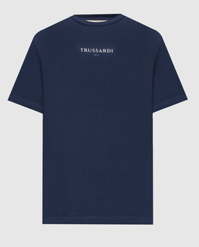 Trussardi Голубая футболка с фактурным логотипом G0308000054NMTS02J02