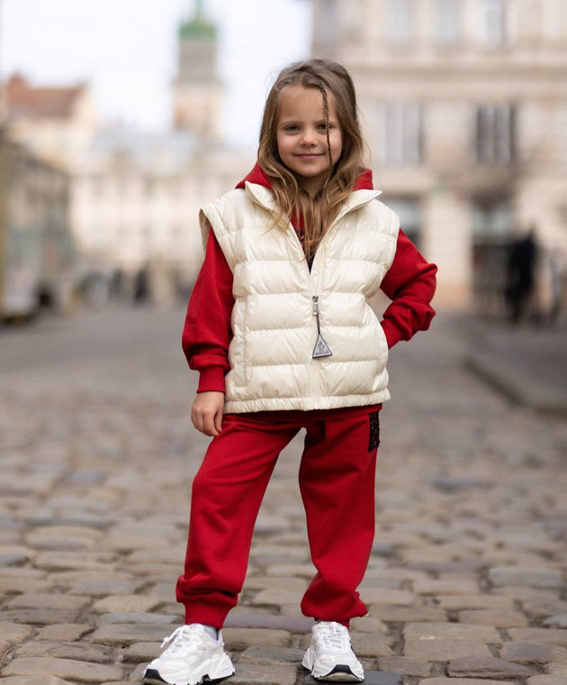 Moncler ENFANT Детский бежевый пуховик Tenai со съемными рукавами 1A00003597EU1214 изображение 4
