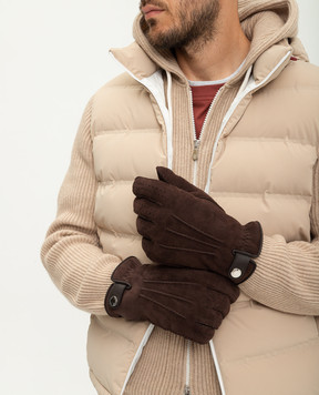 Brunello Cucinelli Коричневые замшевые перчатки MPMLV93608