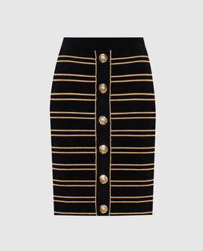 Balmain Чорна спідниця в смужку FF1LC018KI52