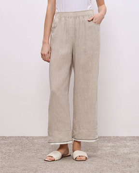 Brunello Cucinelli Бежевые брюки из льна MM633HD669