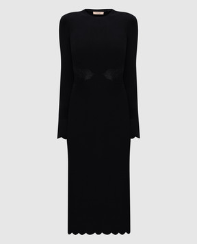 Twinset Чорна сукня міді з логотипом 252TP3040