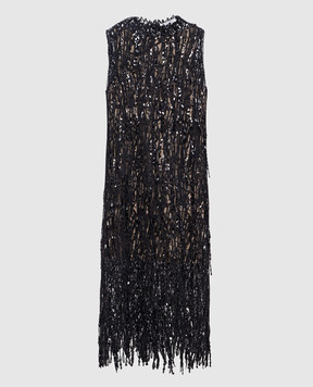 Brunello Cucinelli Серое платье миди с пайетками M38R18A94