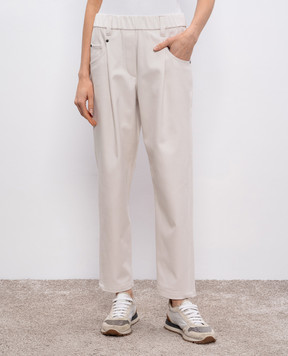Brunello Cucinelli Серые брюки с цепочкой мониль MA126P8417