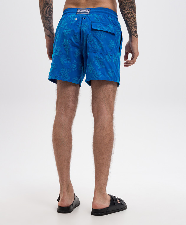Vilebrequin Синие шорты для плавания в принт Ronde des Tortues MOOAD222 изображение 4