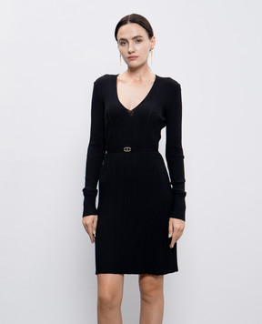 Twinset Чорна сукня міні в рубчик 242TP3041