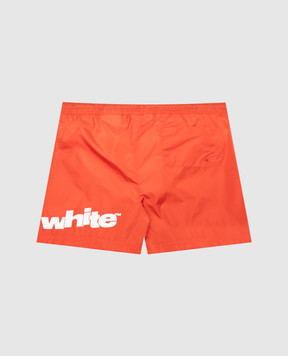 Off-White Детские оранжевые шорты для плавания с принтом логотипа OBFA001S25FAB001