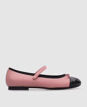 Dolce&Gabbana Детские розовые кожаные балетки с монограммой логотипа. D11273A79243738