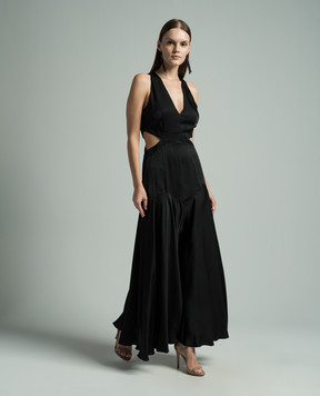 Twinset Чорна сукня максі з вирізами 241TT2160