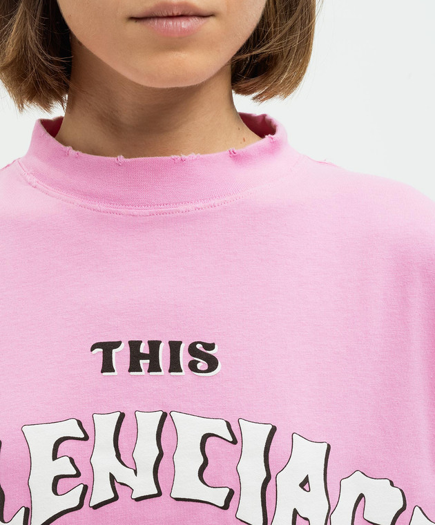 Balenciaga Розовая футболка Not Been Done с винтажным эффектом с принтом 787349TQVW4 изображение 5