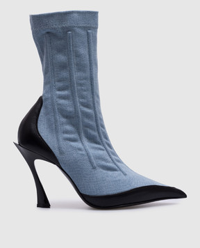 Thierry Mugler Голубые комбинированные ботильоны Corset MUWFW2425SC025TX041