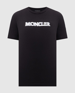 Moncler Чорна футболка з принтом логотипа K10918C0000589A17
