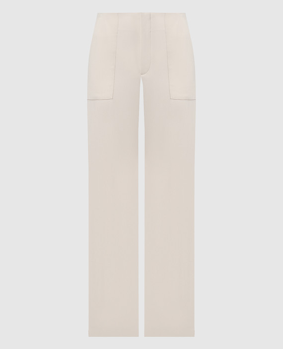 Beige pants with slits