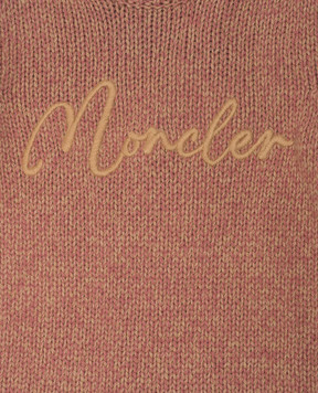 Moncler ENFANT Дитяча рожева сукня з вовни з вишивкою логотипа J29549L00002M1241810