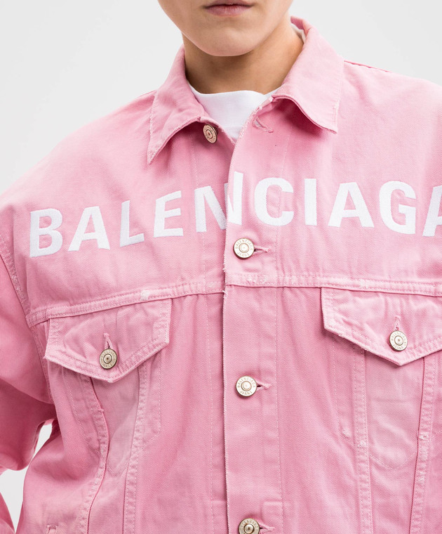 Balenciaga Рожева джинсова куртка з вишивкою логотипа 823408TRWA9 зображення 5