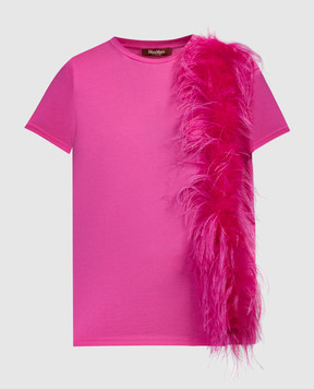 Max Mara Розовая футболка LAPPOLE с перьями страуса LAPPOLE