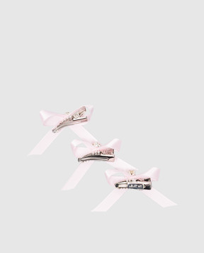 LELET NY Набор розовых шпилек ASHLEY MINI BOW с кристаллами LELRES231692B