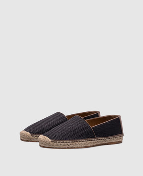Brunello Cucinelli Синие эспадрильи из рафии с логотипом MZUOAJQ726